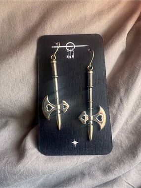 While Odin Sleeps Cor Securis battle axe sterling silver earrings